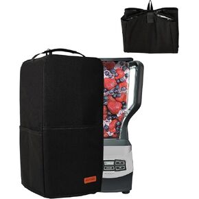 Hanging Blender Cover Compatible with Ninja BL660 Blender, Foldable Dust Cover with Accessory Pockets Fits for Kitchen Blender, Black