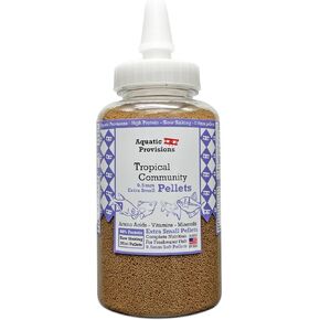 Extra Small Fish Food Pellets 4.23 oz, Sinking 0.5mm Size, High Protein, for Tropical Community Aquariums