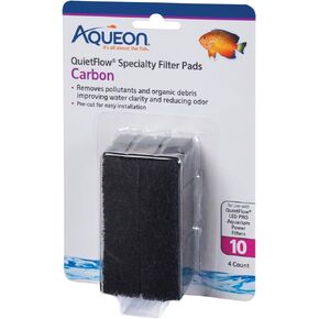 (3 Pack) Aqueon QuietFlow Carbon Specialty Filter Pads, Size 10, 4 Pads Per Pack
