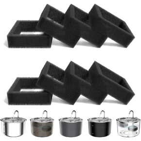 Replacement Foam Filter for 0.7gal/101oz Cat Water Fountain, 8 Sponge Foam Filters,Black