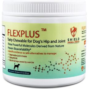 FLEXPLUS for Dog's Hip & Joint. Relieve Pain and Inflammation from Arthritis, Joint Disease, and Muscle Damage. Pharmaceutical Grade.Clinically Proven Absorption.120 Chews. Chicken Flavor. Made in USA
