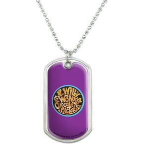 GRAPHICS & MORE Willy Wonka and the Chocolate Factory Logo Military Dog Tag Pendant Necklace with Chain
