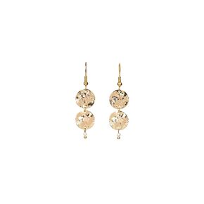Gold Hammered Disk Drop Earrings Mini Baroque Pearls Minimalist Jewelry for Women