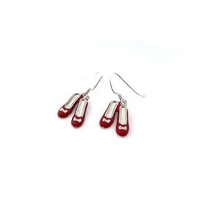 Ruby Slipper Earrings - Sterling Silver Earrings - Simple Charm Handmade Jewelry - Gift for Her