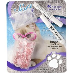 Feline Soft Claw Nail Caps, Large, Pink Sparkle in Kuwait