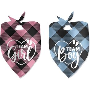 2 Pack Team Girl Team Boy Gender Reveal Baby Announcement Dog Bandana for Dogs Pet Accessories for Dog Lovers Pregnancy Reveal Ideas