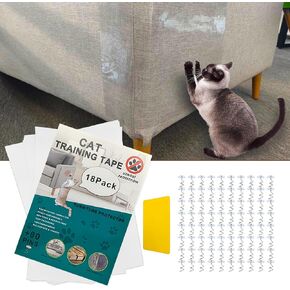 Furniture Protector for Cats, 18 Pcs Anti-Scratch Vinyl Guards Including 80 Nails and Scraper, Cat Couch Protector Self-Adhesive Clear Cat Scratch Deterrent for Furniture Walls(18 Pack+80 Twist Pins)