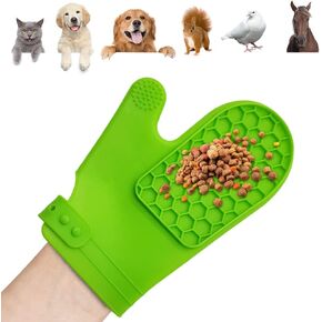 Pet Training Glove, Silicone Dog Treat Reward Gloves, Double-Sided Feeding Glove Perfect for Dog/Cat/Bird/Animals Reward Outdoor&Indoor, Suitable for Food/Treats/Yogurt/Peanut Butter (Blue)
