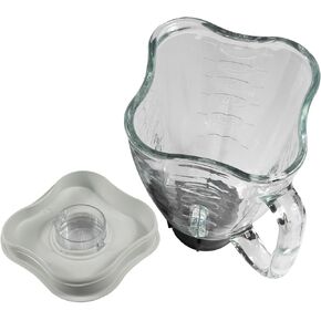 HQRP Glass Square Replacement Blender Jar Set Compatible with Oster Osterizer Blender Models, 6-Cup, 1.75L Pitcher, 0.46 Gallon Capacity, White Lid