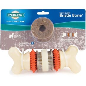 PetSafe Sportsmen Bristle Bone - Treat-Holding Toy for Dogs - Treat Rings Included - Treats Thoroughly Mixed During Bake to Prevent Choking - Rigorously Tested Ingredients - Orange, Large
