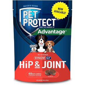 Pet Protect from The Makers of Advantage Vet-Formulated Hip & Joint Supplement for Dogs | 120 Chews