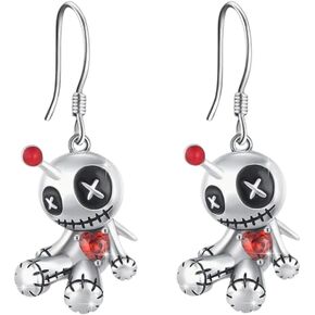 Halloween Spider Dangle Earrings, Colorful Rhinestone Design, Zinc Alloy, Halloween Earrings (Voodoo Doll) in Saudi Arabia