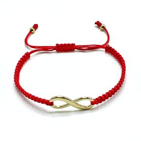 Handmade Infinity Symbol Macrame Bracelet – Adjustable Red Cord Bracelet 18K Gold Infinity Charm – Unisex Friendship Bracelet