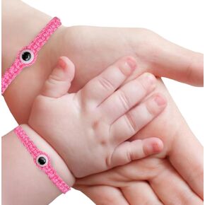 Bracelet for Baby - Evil Eye Amulet Adjustable Bracelet for Baby (Pink bracelet Pink eye baby (mam and dad))