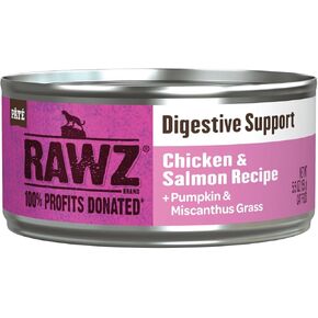 Rawz DIGESTIVE SUPPORT CAT FOOD 5.5 Ounce Cans, 24 Pack (Chicken/Pork/Pumpkin)
