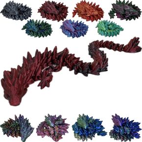 Jumbo 24" Articulated Crystal Dragon - 10+ Colors - Made in USA (Dual: Red/Orange)