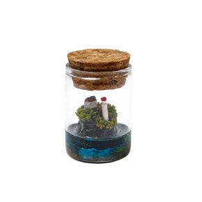 Miniature landscape islet small island Decor: Unique Desk and Bookshelf Decor ，Cute decor，Office Desk Decor(small bottle)