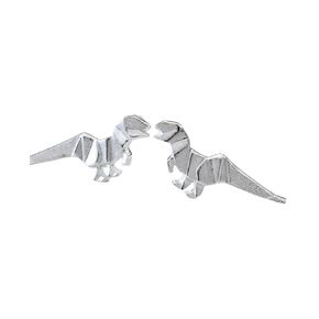 Origami Dinosaur T-Rex Stud Earrings in Sterling Silver 925
