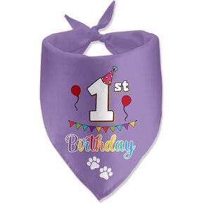 Dog Birthday Bandana, Cotton, Purple, 66cm*31cm, for Dog 1st Birthday Party Decoration