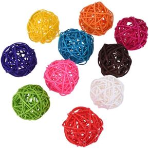 10PCS Multicolor Rattan Balls Wicker Ball Birds Quaker Parrot Parakeet Chewing Pet Bite Ball for Budgies Hamsters Ball Orbs Crafts DIY Accessories Vase Fillers Ornaments Easy to Use,Pet Supplies