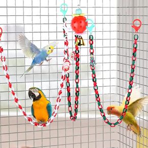 Parakeet Toys, Bird Toys, Love Birds, Cockatiel, Budgerigar Hanging Swing for Climb Bird Cage
