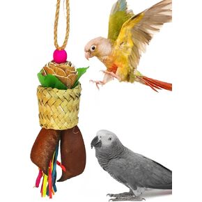 Bird Toys, Parrot Toys Natural Palm Frond Bird Chew Toys for Small and Medium-Sized Parakeet,Cockatiel,Conures,Lovebirds Macaws,African Grey,Cockatoos,Amazon Parrots,Hanging Toys