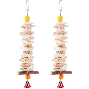 2Pcs Parrot Chewing Toy Bird Beak Grinding Stone cuttlebone Supplement Food Block for Conure Budgies Parakeet Cockatiel Chinchilla (Random Color)