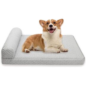 Tinaco Dog Cooling Bed for Large Dogs, Orthopedic Dog Bed with Removable Cover, Washable Dog Couch Bed for Small Medium Large Cats Dogs(WhiteGrey, X-Large)