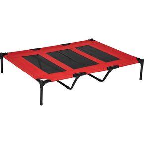 PawHut 48" x 36" Elevated Breathable Dog Bed Portable Pet Cot w/Carry Bag Metal Frame Breathable Mesh Indoor and Outdoor Dark Blue