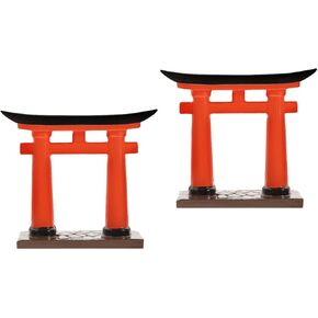Toddmomy Japanese Torii Gate Statue, 2Pcs Japanese Mini Tori Gate Miniature Aquarium Torii Ornament Fish Tank Bonsai Landscape Decoration Zen Garden Accessories