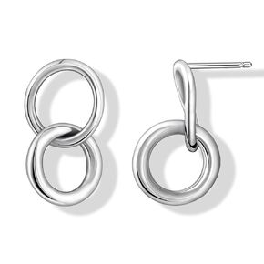 Interlocking Small Circle Stud Earrings for Women Silver Dangle Earrings Double Twist Hoop Earrings Infinity Earrings for Gift