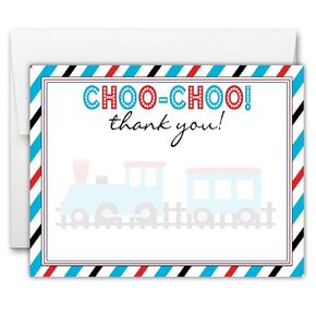 Train Thank You Card - Set of 20 FLAT cards with envelopes