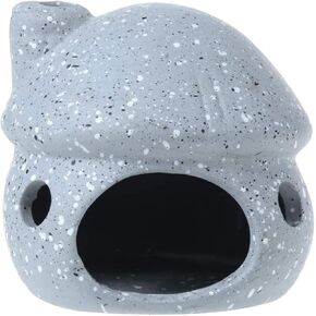 RUIAN Aquarium Decor Ceramic Mushroom House Ornament Fish Tank Landscape Decoration Pottery Hide Cave Habitat Hut Small Shrimp for Goldfishes to Rest Breed Hiding,Gray