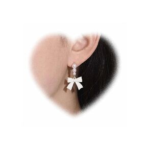 Vintage Pearl Bow Earrings for Girls Boho Bow Drop Earrings Pearl Dangle Earrings Pearl Bead Earrings Wedding Pearl Earrings Jewelry for Women Gifts
