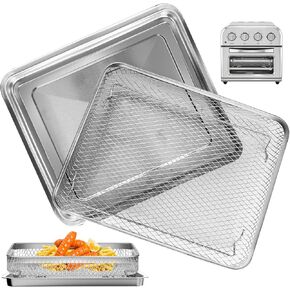 Air Fryer Tray Replacement for Cuisinart TOA-28 AFR-25 Toaster Air Fryer Convection Oven, 10.7 * 9.8'' Non-stick Mesh Air Fryer Stainless Steel Basket Wire Rack Accessories Parts, Dishwasher Safe