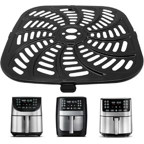 Air Fryer Replacement Parts Compitable with GourmiaGAF826GAF838GAF856 Air Fryer, Nonstick 9.8''*9.8'' Square Air Fryer Accessories Rack Tray Grill Pan Grill Plate Crisper Plate 8QT Air Fryer