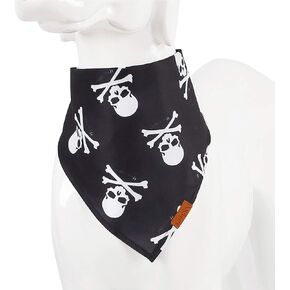 SEIS Dog Bandanas Pet Bandana Dog Scarf Saliva Towel Fashion Classic Holiday Cat Dog Handkerchief Bib (L, Black Skull)