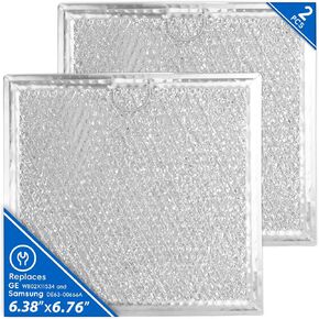 Microwave Filter Replacement,Microwave Grease Filter, Compatible with GE Grease Filter WB02X11534 Samsung DE63-00666A, Used to Freshen and Filter Kitchen Air, Reusable, 6.76‘’×6.38‘’（2 Pack)
