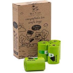 Compostable Dog Waste Bags Made to Fit Small Size Pooper Scooper Compartment, Cornstarch Earth Friendly Dog Waste Bags, 80 Leak Proof Biodegradable Waste Bags per Package, 23x33cm