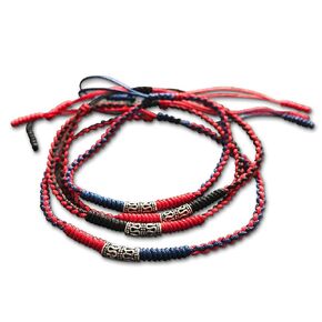 LADY Wan 1 Pcs Tibetan Thin Lucky Rope Handmade Knots Bracelet/Anklet 925 Sterling Silver Charm