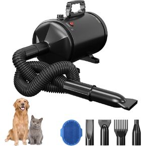 Dog Hair Dryer, High Velocity Professional Pet Hair Dryer Dog Blow Dryer with 4 Nozzle & Pet Bath Brush, Pet Grooming Dryer with Adjustable Speed and Temperature Dog Hair Dryers for Grooming (White) in Saudi Arabia