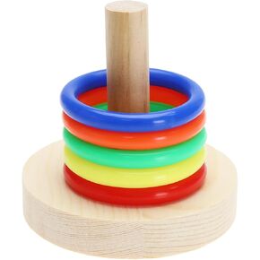 1 Set Wooden Bird Training Toys Parrot Training Colorful Stacking Rings Toy Educational Foraging Toy for Small to Medium Birds