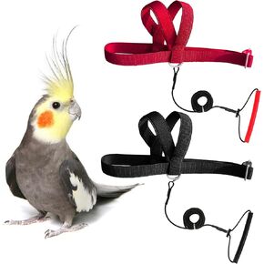 Adjustable Bird Harness with 80 Inch Leash, Outdoor Flying Kit Training Rope for Bird Parrots Cockatiel S Size Weight 70-120 Grams, 2 Pieces