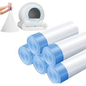 أكياس نفايات القطط للتنظيف التلقائي لصناديق فضلات الحيوانات الأليفة برباط قوي جدًا (17.52 × 18.3 بوصة) 5 عبوات/75 قطعة، أكياس نفايات بديلة - 5 لفات لصندوق فضلات القطط ذاتي التنظيف in Kuwait