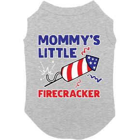 Mommy's Little Firecracker - USA Independence Day 4th of July Dog Shirt (Red, Small)