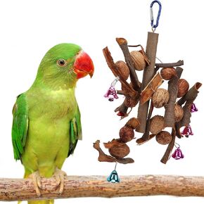 Yuehuam Bird Parrot Chewing Toy Hanging Bird Bite Toy with Bell and Hook Tearing Toys for African Grey Cockatiel Conure Cockatoo and Medium Amazon Parrot