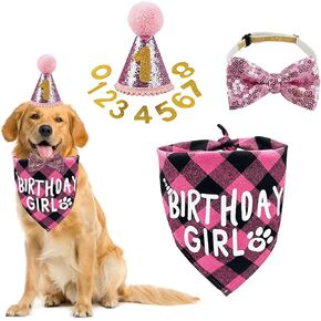 Dog Birthday Hat, Birthday Boy Dog Bandana with Bow Tie Numbers Dog Birthday Party Supplies Puppy Birthday Hat Outfit Decorations for Medium Large Dogs Pets, Blue