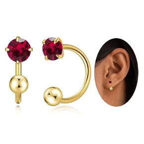 Small Huggie Half Hoop Earrings for Women Girls,Tiny 3mm Birthstone Earrings Cartilage Hypoallergenic Stud for Women (Nov)