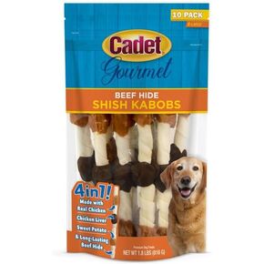 Cadet X-Large Dog Treat, 4-in-1 Beef Hide Shish Kabobs, 10 ct