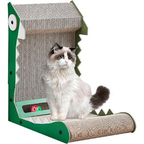 Cat Scratcher, L Shape Cat Scratcher, 19.7 Inch Cat Scratching Pad Wall Mounted, Protecting Furniture Cat Scratch Pad, Cardboard Cat Scratching with Ball Toy Crocodile